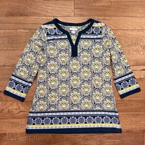 Women’s Charter Club 3/4 Sleeve Geometric Pattern Shirt - Size S